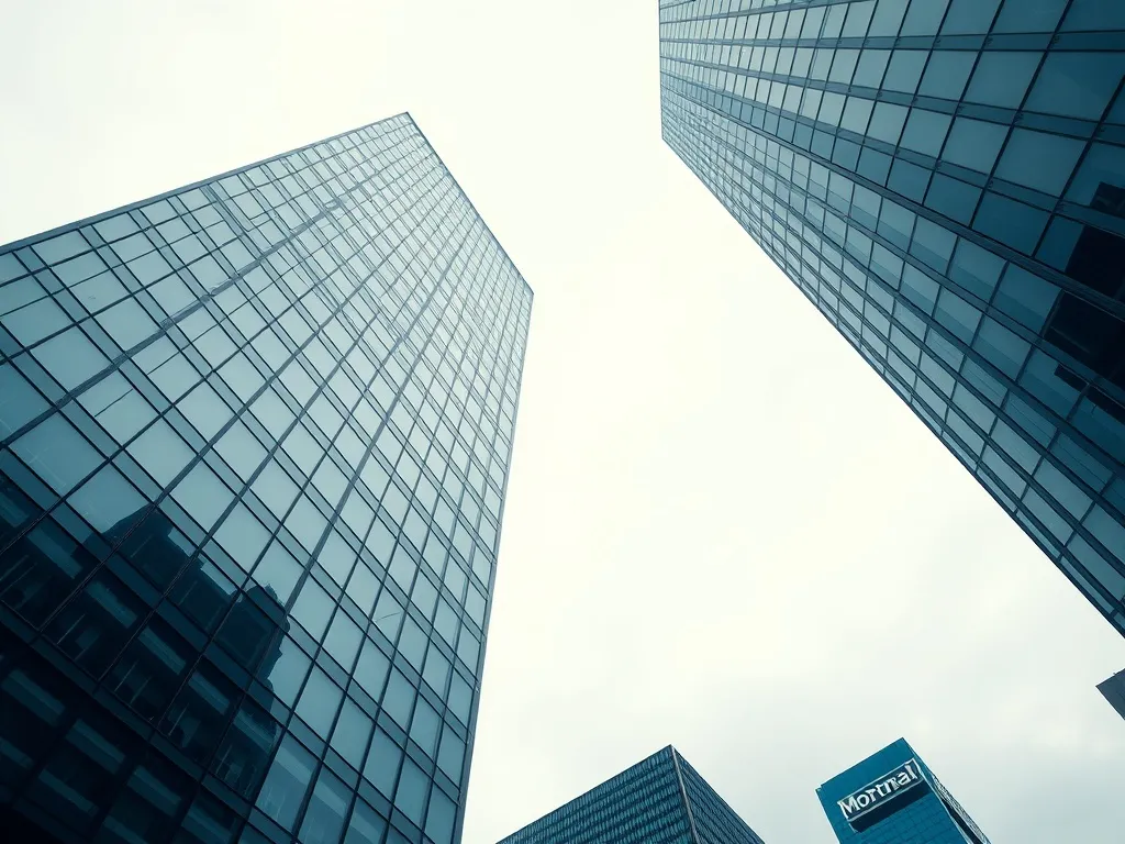 A high-contrast architectural shot of a modern glass skyscra