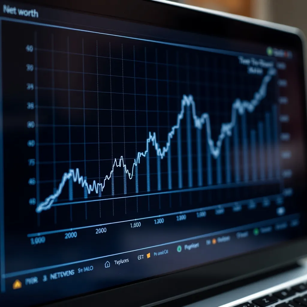 A close up of a professional financial chart showing growth